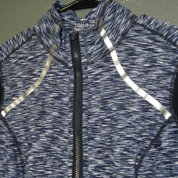 Zella Women Navy Blue Heather Zip Up Fitted Workout Thumbhole Jacket Size Medium - Picture 4 of 8